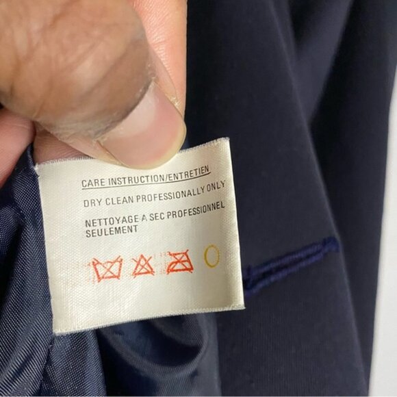 Rue Grenelle Women's Vintage Navy Double Breasted Wool Coat - Picture 8 of 9